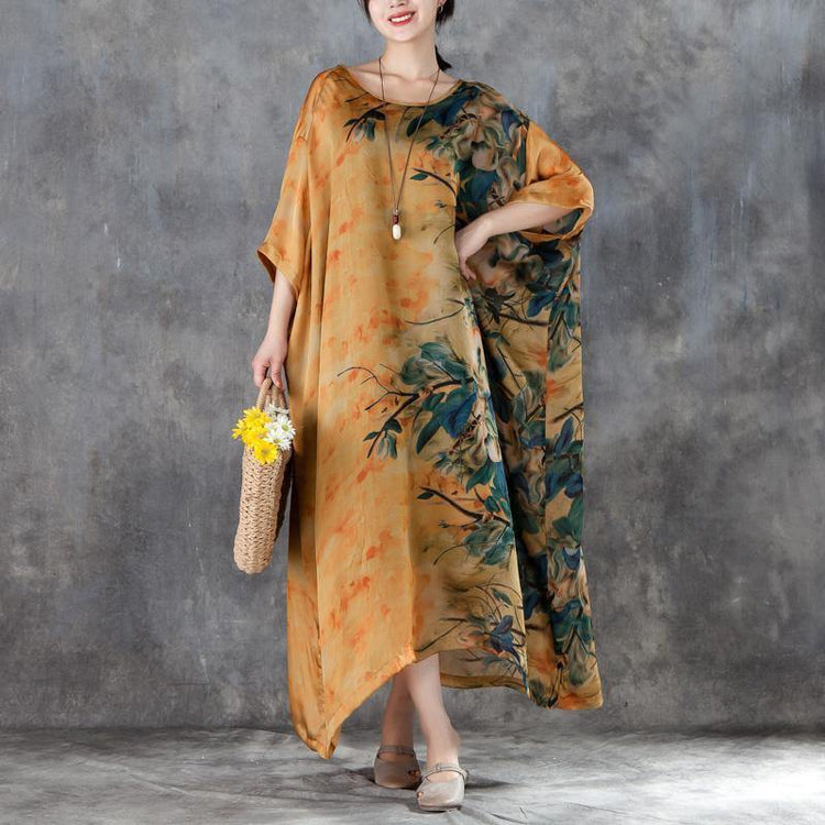 boutique summer chiffon dress stylish Casual Short Sleeve Two-piece Long Flower Dress - Omychic