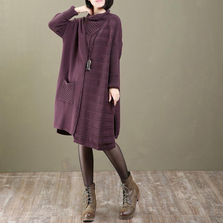 boutique purple sweater dress plussize sweaters boutique patchwork spring dresses - Omychic