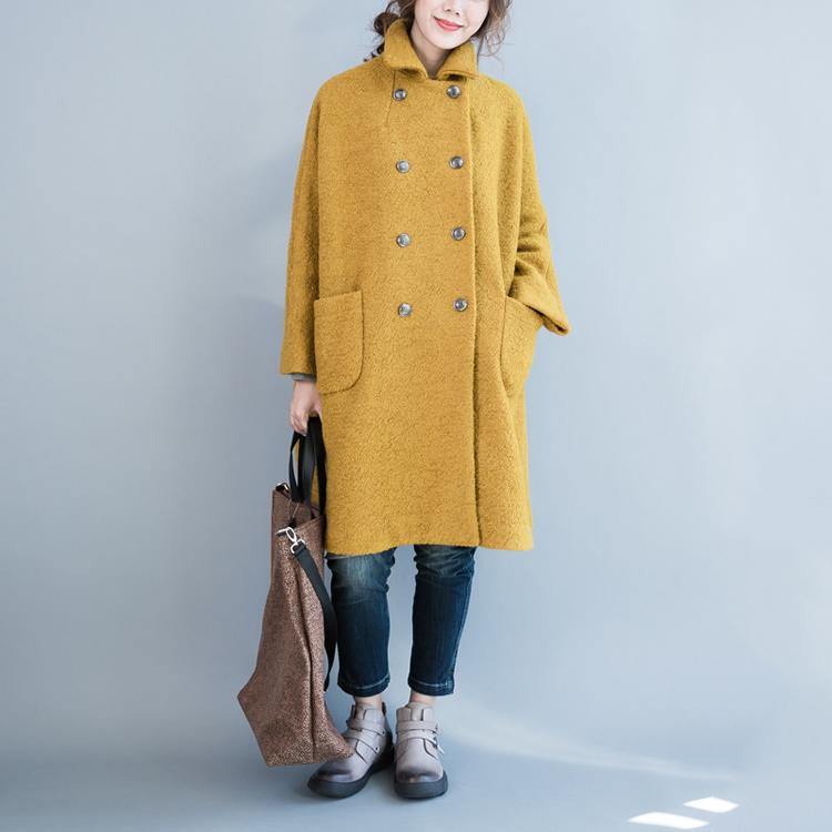 boutique wool yellow coats oversized big hem Jackets & Coats top quality double breast long jackets - Omychic