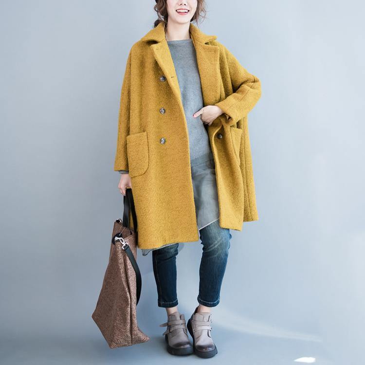 boutique wool yellow coats oversized big hem Jackets & Coats top quality double breast long jackets - Omychic