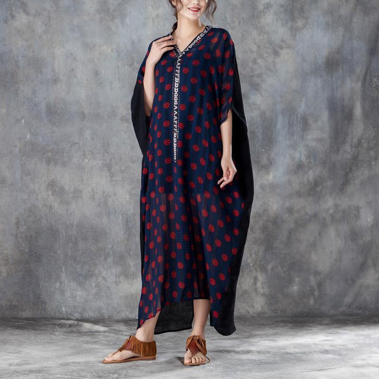 brief cotton caftans plus size Comfortable Large Size Silk Polka Dot Women Dress - Omychic