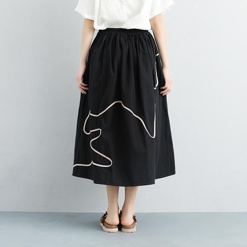 brief cotton skirts plus size Summer Black Casual Pockets Long Skirts - Omychic