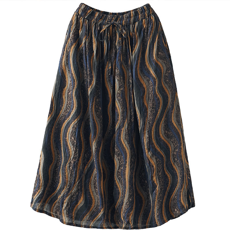 Vintage-Print Elasticated Waist Skirt
