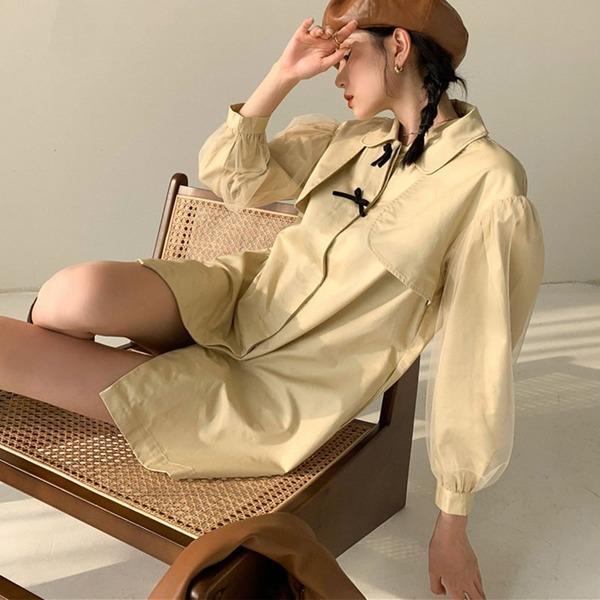 Patchwork Bow Single Breasted Trench Women 2020 Winter Casual Fashion Style Temperament All Match Women Clothes - Omychic