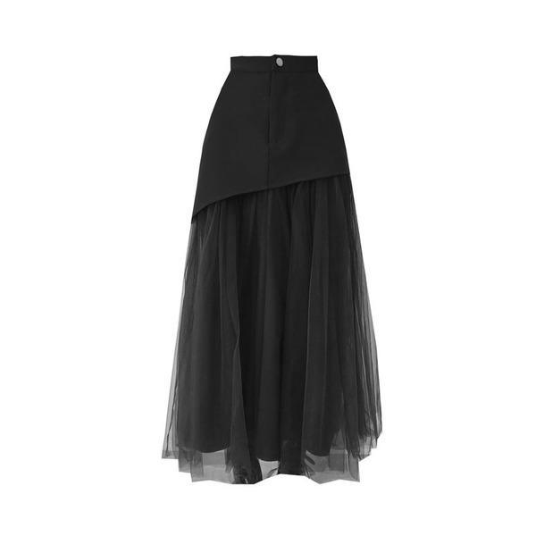 Fashion New Mesh Patchwork Skirt Solid Color  Street Trendy Skirt Simplicity Temperament All-match - Omychic