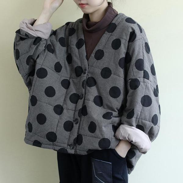 V-Neck Bat Sleeve Warm Coats 2020 Autumn New Button Loose Female Clothes Casual Parkas Coats - Omychic