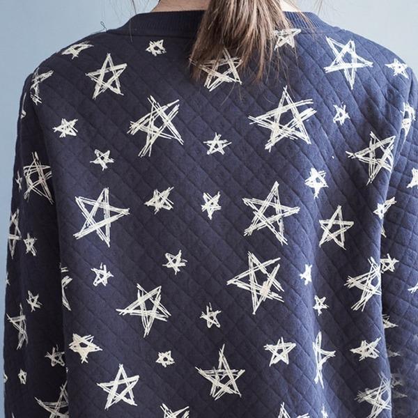 2020 New Cotton Knit Soft Comfortably Star Print O-Neck Single Breasted Sweater - Omychic