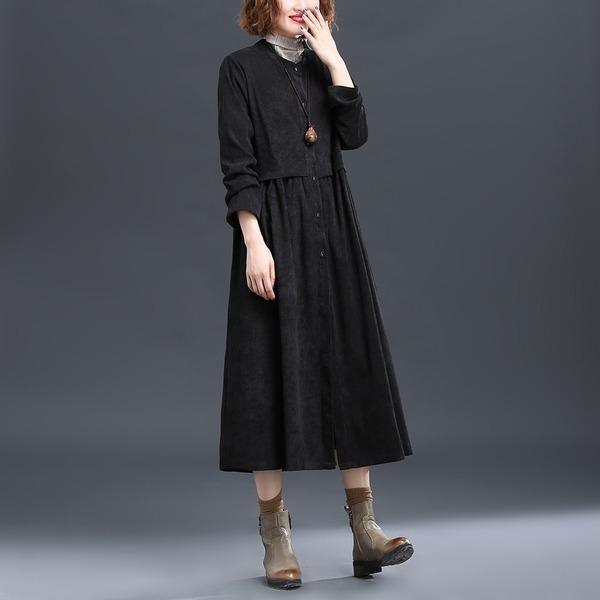 corduroy plus size Oversized vintage women casual loose long autumn spring female trench coat - Omychic