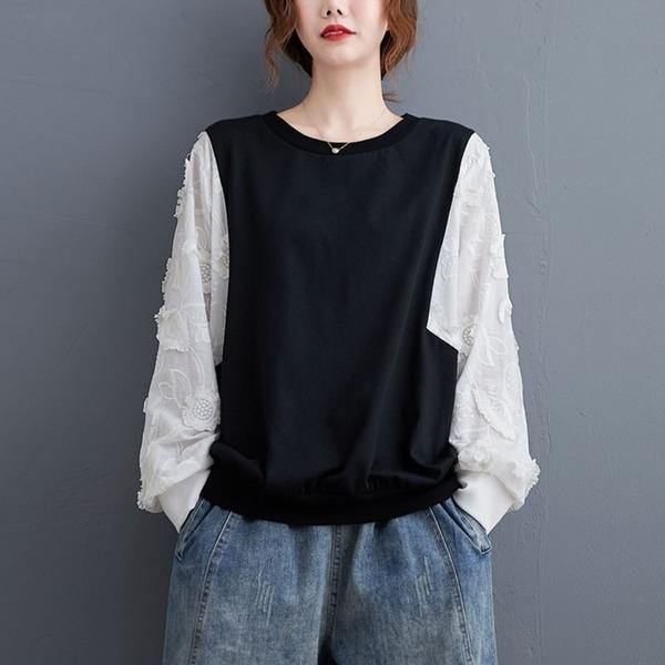 Women Casual Sweatshirt New Arrival 2020 Autumn Korean Simple Style O-neck Patchwork  Tops Pullovers - Omychic