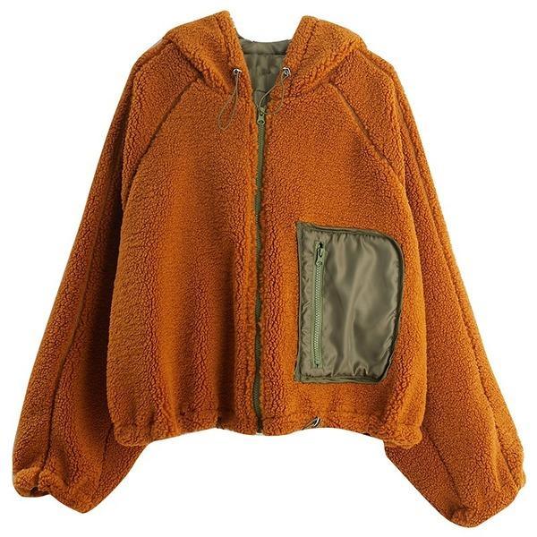 plus size wool vintage hooded casual loose autumn winter faux fur coat women 2020 woman jacket - Omychic