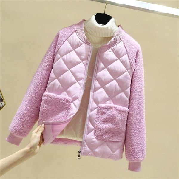 2020 Autumn Winter Jacket Women Lamb Fur Parkas Short Coats - Omychic