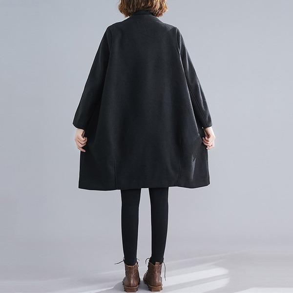 gray black wool plus size casual loose autumn winter coat women 2020 clothes Outerwear - Omychic