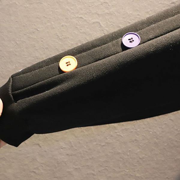 Patchwork Button Dress Women  New Style Temperament All Match Hoodie Collar Women Clothes - Omychic
