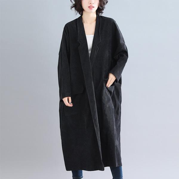 Anteef plus size solid vintage open stitch women casual loose long autumn winter female trench coat - Omychic