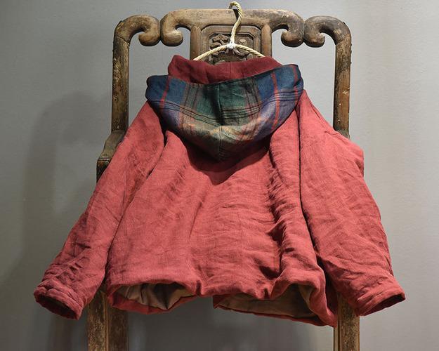 Women Linen Patchwork Hooded Coat Parkas Ladies Vintage Flax Tops Female 2020 Outerwear 2020 Autumn Winter - Omychic