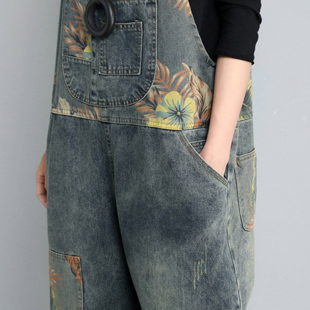 Loose Retro Printing Thin Jumpsuit Summer