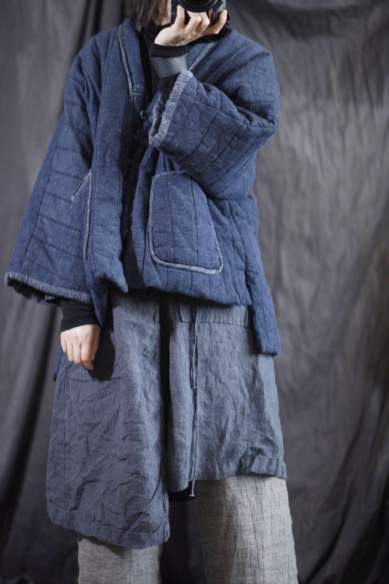 Omychic Loose Cotton Linen Padded Coat Parkas Ladies Vintage Winter Coat Outerwear Female 2020 Loose Short Coat - Omychic