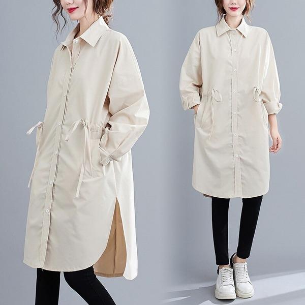 omychic plus size cotton vintage for women casual loose midi spring autumn shirt dress - Omychic