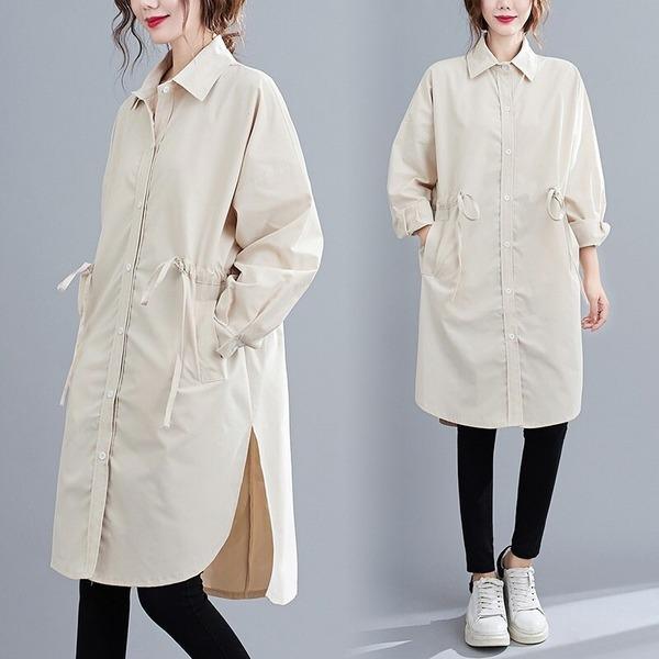 omychic plus size cotton vintage for women casual loose midi spring autumn shirt dress - Omychic