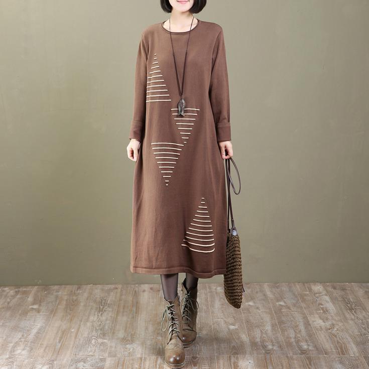 chunky khaki sweater dresses plussize spring dresses women pullover long sweaters - Omychic