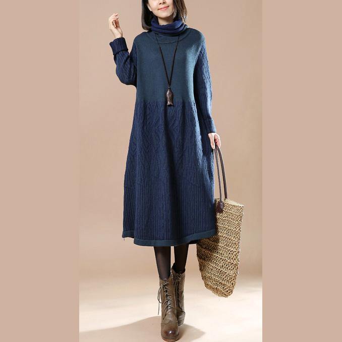 chunky navy sweater dresses trendy plus size sweaters Elegant long maxi dress long knit sweaters floral - Omychic