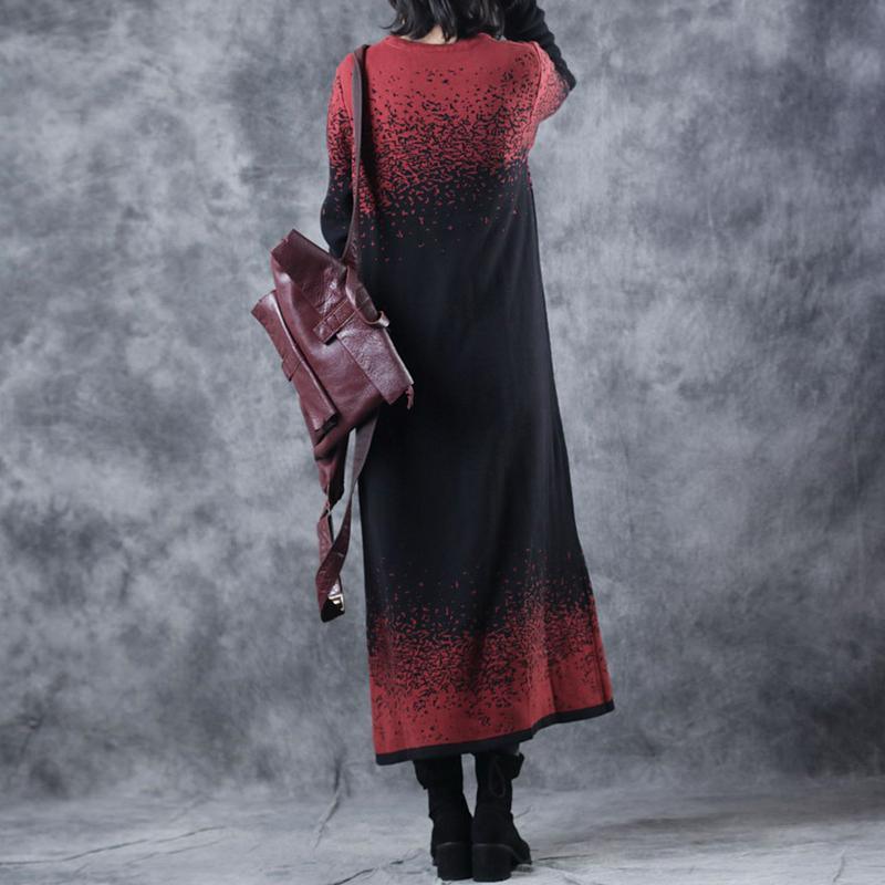 cozy black red sweater dress oversized o neck winter dresses Elegant A line skirts winter dress - Omychic