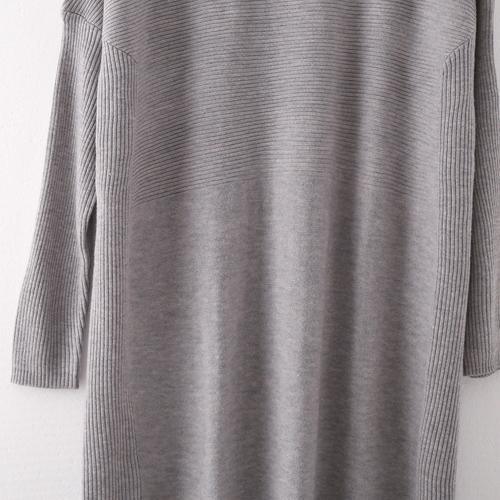 cozy light gray long sweater trendy plus size high neck winter dress baggy pullover sweater - Omychic