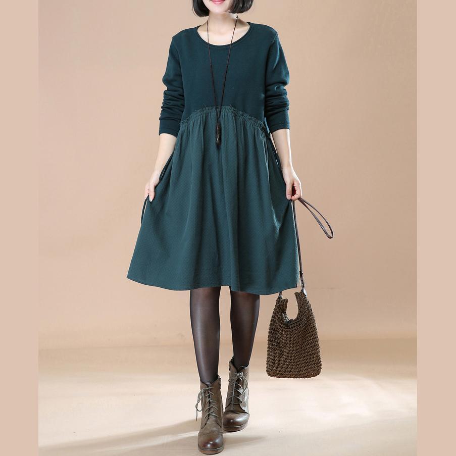 cozy green spring maternity dress sweater dresses trendy plus size pullover sweater casual patchwork pullover - Omychic