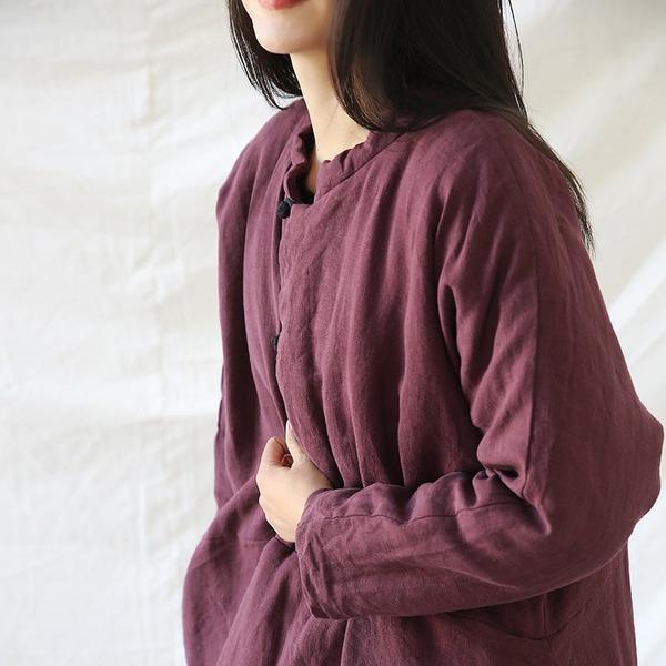 Women Vintage Linen Parkas Female Button Thick Pullover Parkas - Omychic