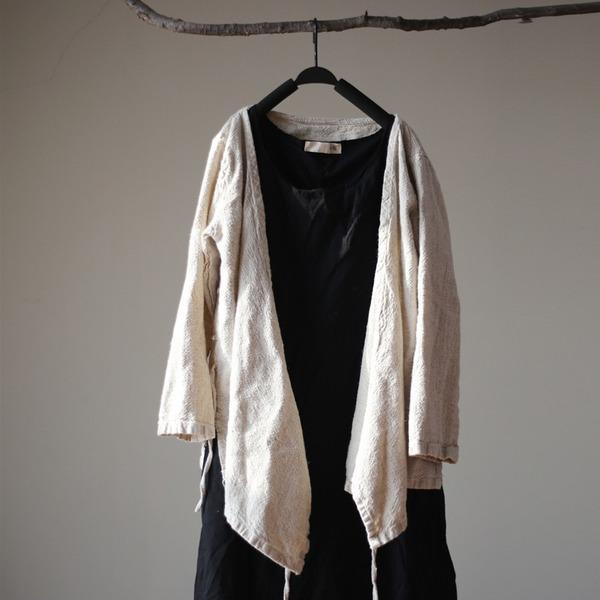 Women Linen Coats Belt V-Neck Seven Sleeve 2020 Autumn New Vintage Jackets - Omychic