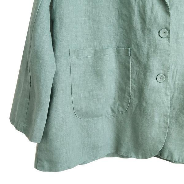 Solid Color Linen Coats Pockets 2020 Spring New 6 Color Button Women Clothing Casual Jackets - Omychic