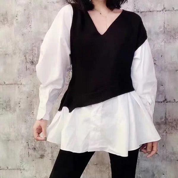 Fashion New Style Temperament All Match V Neck Women Clothes - Omychic