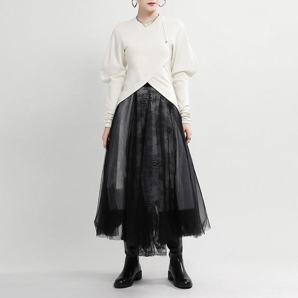 New Leg of Lamb Sleeve Fashion Women Elegant O Neck Pullover All-match Top - Omychic