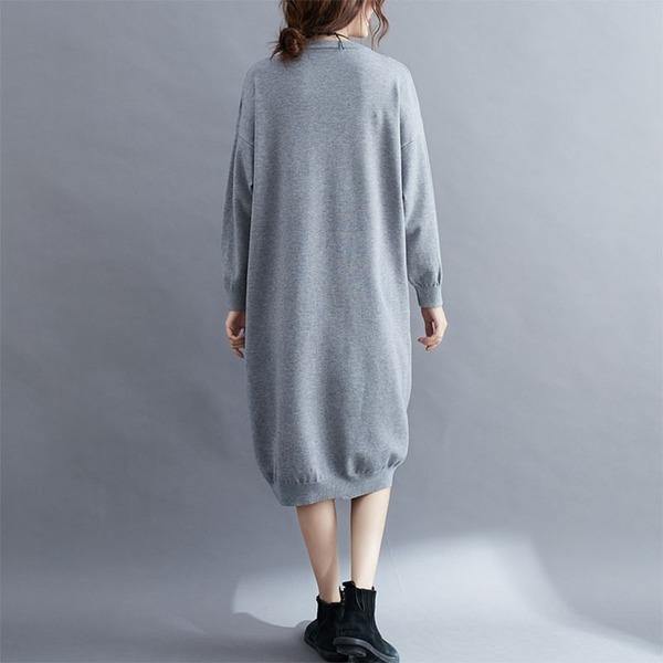 Autumn Winter Women Casual Sweater Dresses New  Loose Comfortable Ladies Knitted Long Dress - Omychic