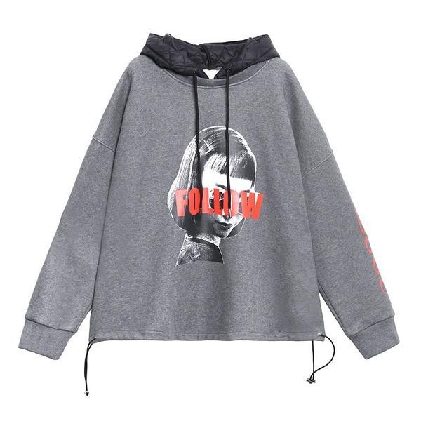 Letter Print Pattern Hoodie Women 2020 Fashion New Style Temperament All Match Hooded Collar Hoodie - Omychic