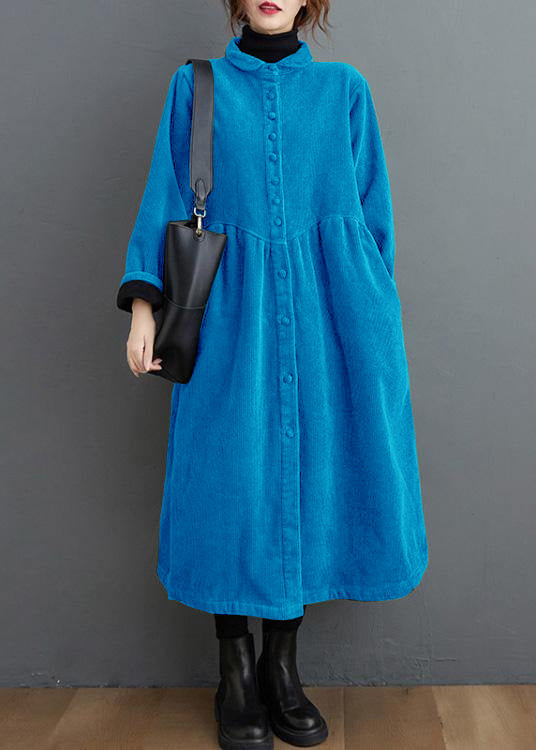French light blue corduroy coats Inspiration thick Cinched women coats ( Limited Stock)