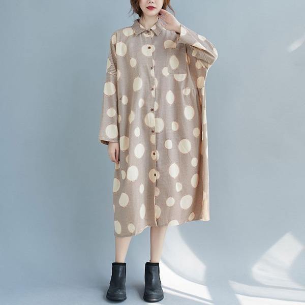 Oversized Women Casual Shirt Dress New 2020 Autumn Vintage Polka Dresses - Omychic