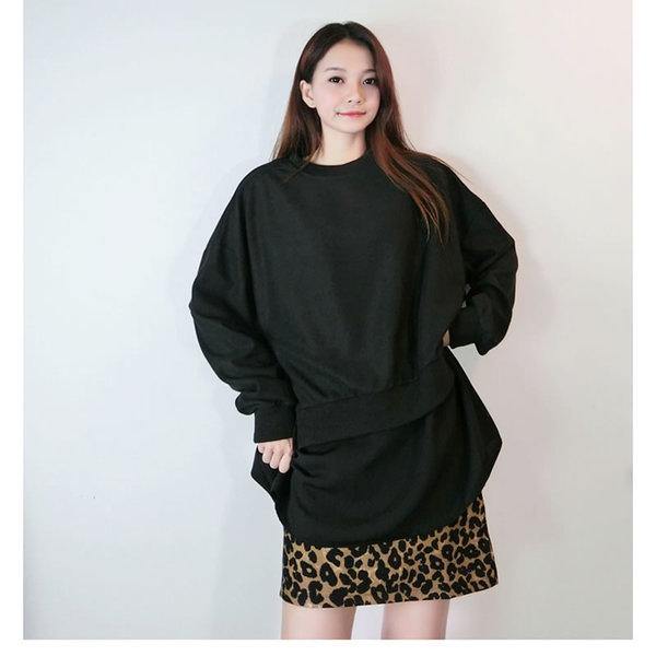 Winter Fashion Irregular Solid Color Loose Pullover Bandage Street Trendy - Omychic