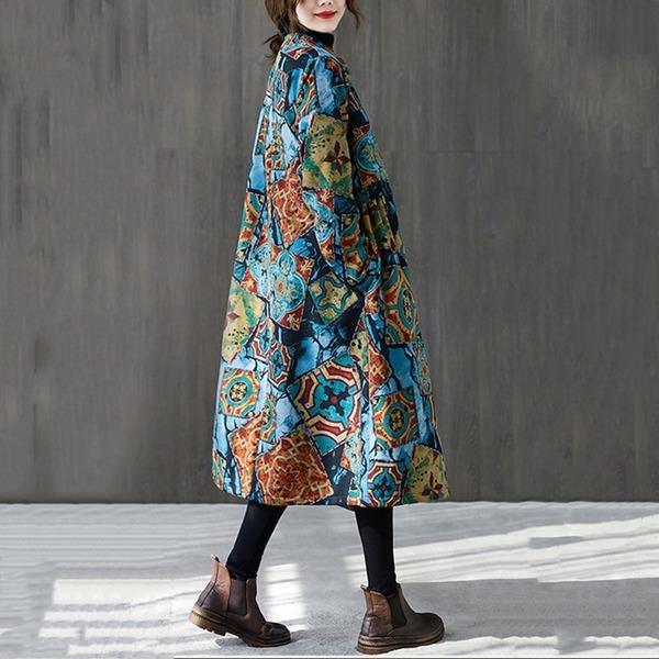 plus size Cotton vintage floral casual long loose woman autumn winter jacket clothes women Coat 2020 outerwear - Omychic