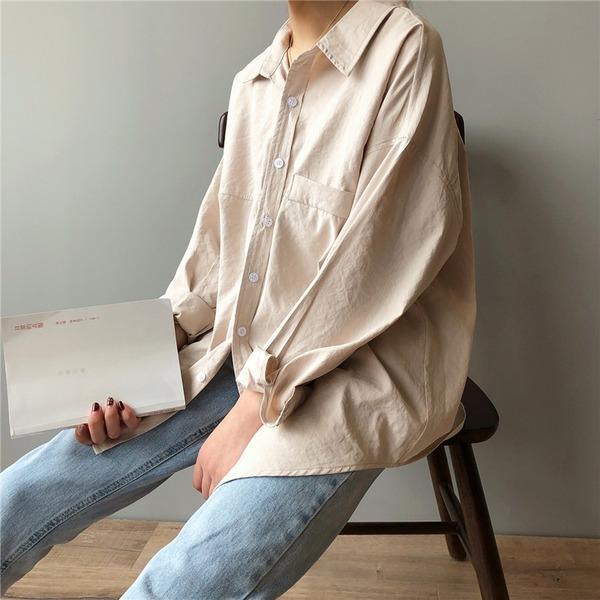 Turn-down Collar Solid Female Shirts Tops 2020 Spring Summer Blouses - Omychic