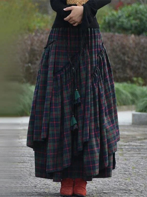 Women's Irregular Stitching Large Hem Long Skirt