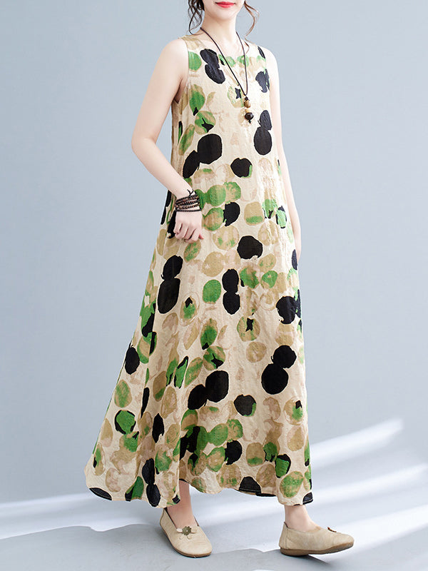 Women Split-Joint Round-neck Maxi Dress Sleeveless