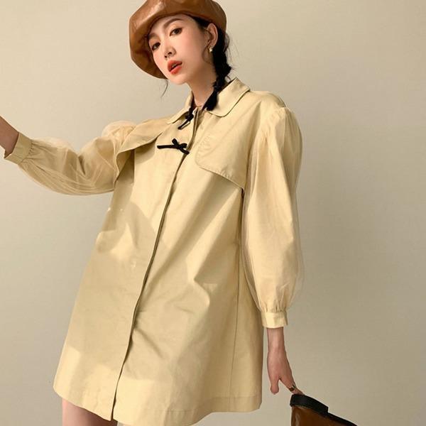 Patchwork Bow Single Breasted Trench Women 2020 Winter Casual Fashion Style Temperament All Match Women Clothes - Omychic