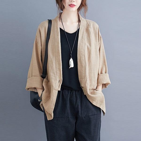 2020 Autumn Vintage Solid Color Loose Comfortable Female Outerwer Coats - Omychic