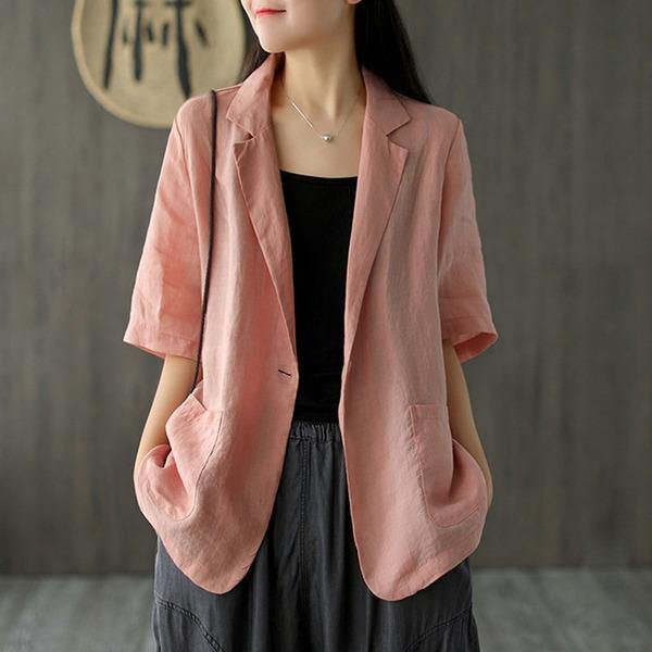 2020 Summer New Cotton Linen Comfortable All-match Women Coat - Omychic