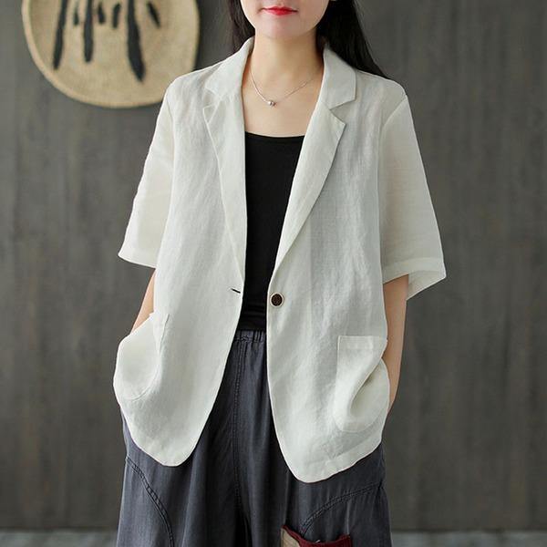 2020 Summer New Cotton Linen Comfortable All-match Women Coat - Omychic