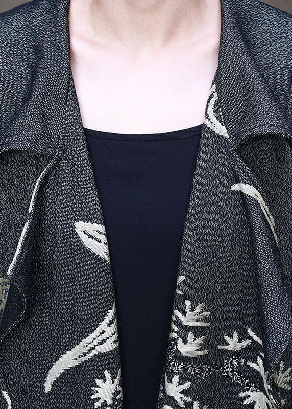 diy Grey Peter Pan Collar Jacquard Winter Coat - Omychic