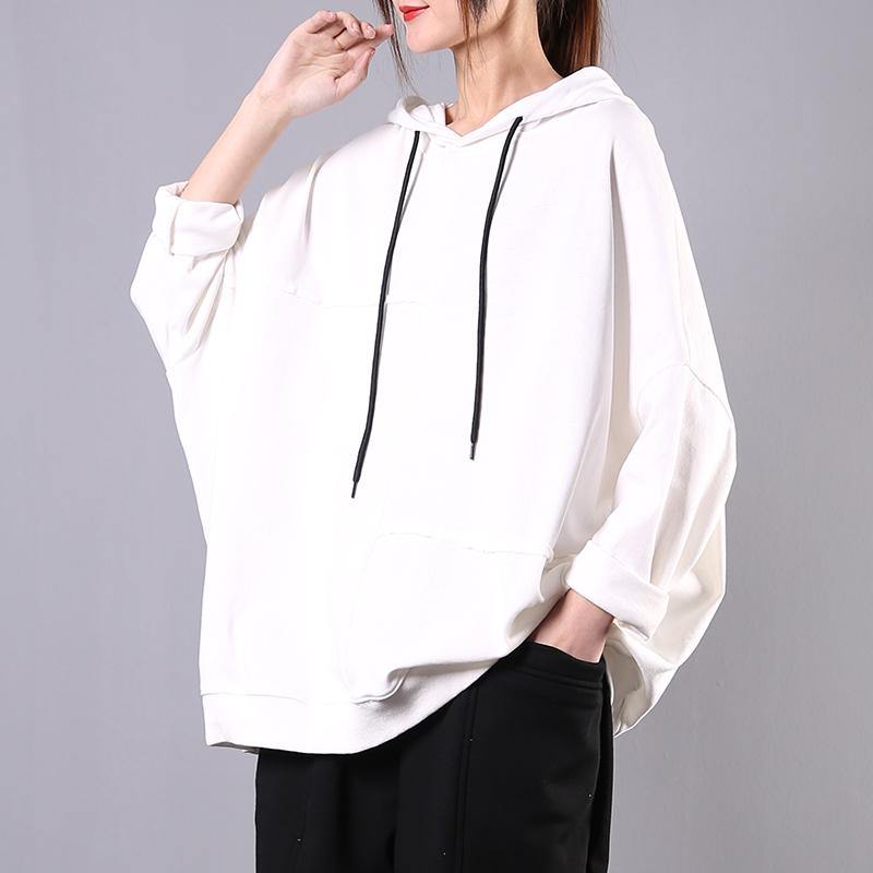 diy hooded patchwork cotton tunic pattern Photography white tops - Omychic