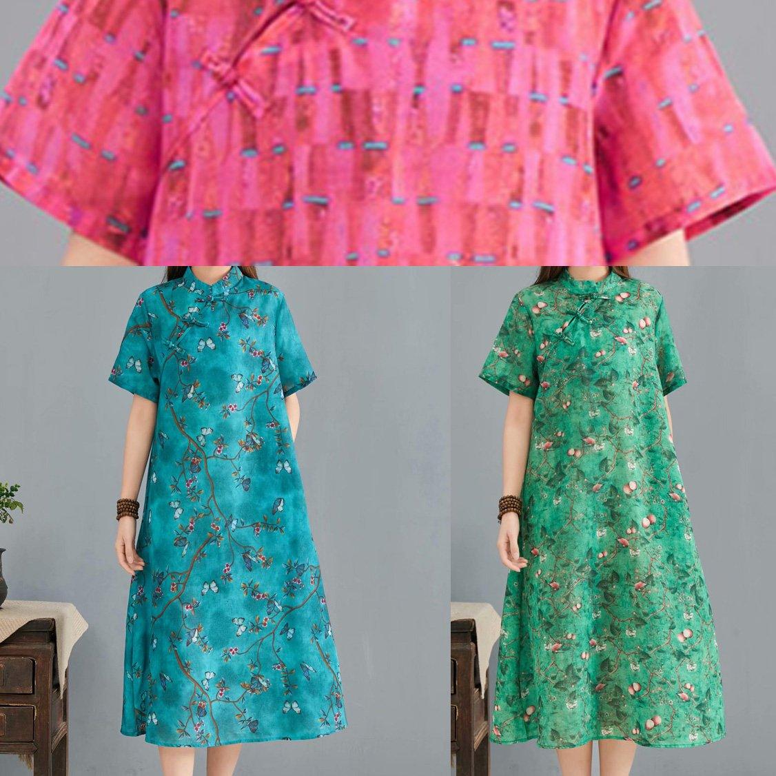diy pockets linen Robes Inspiration green prints Dress summer - Omychic