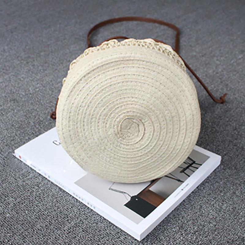 Drawstring Travel Crochet Straw Bucket Bag